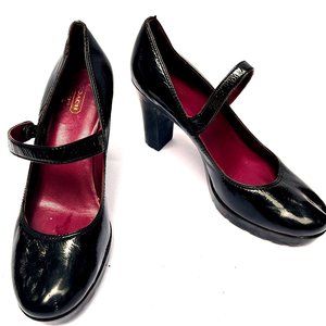 COACH Black Patent Leather Women's Goldie Mary Jane Platforms Heels Size 8 1/2B